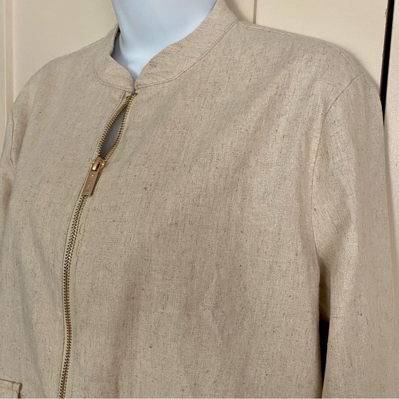 Calligraphie Beige Lightweight Jacket Blazer Full Zip Size Small Spring Neutral - Picture 4 of 13
